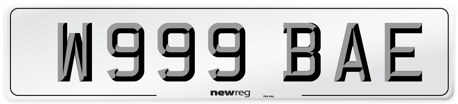 W999 BAE Number Plate from New Reg